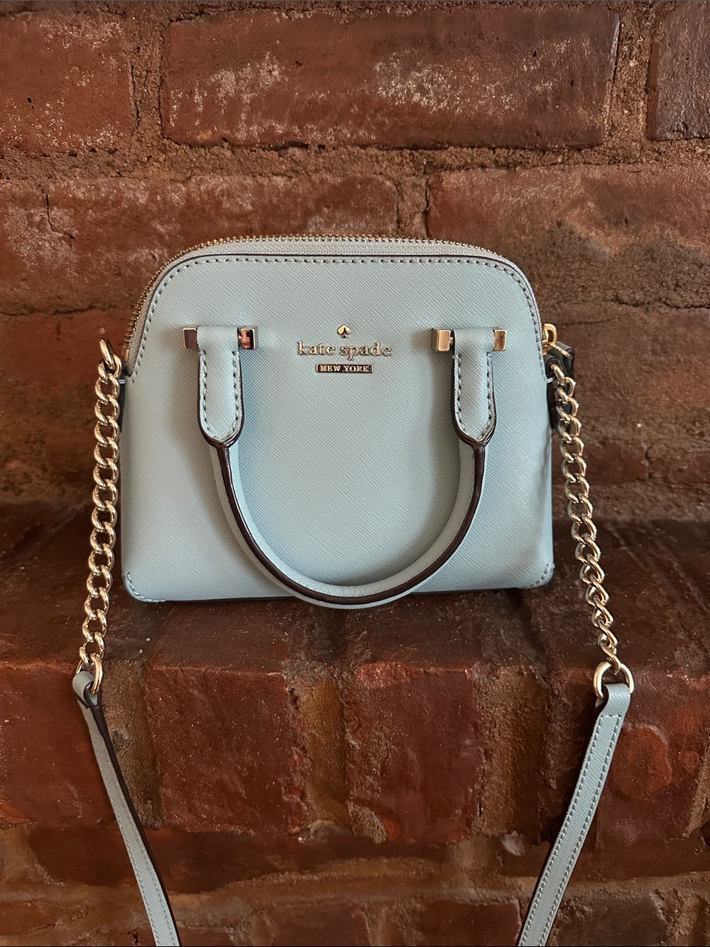 kate spade light blue mini dome crossbody satchel
